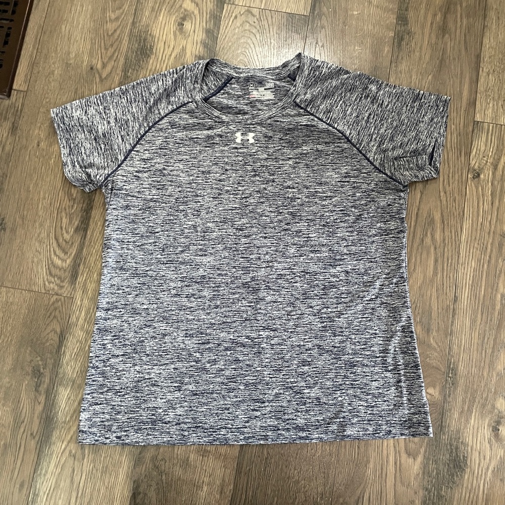 Under Armour Heat Gear Loose Size Large Blue Navy Tee